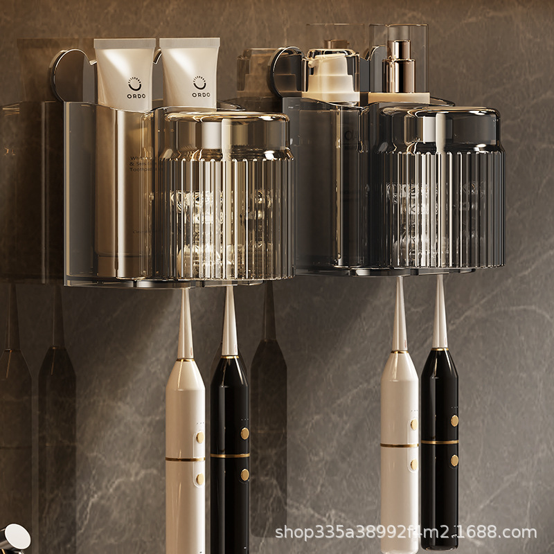 牙刷免打孔置物架卫生间放刷牙漱口杯刷牙杯子杯挂墙式壁挂式储物