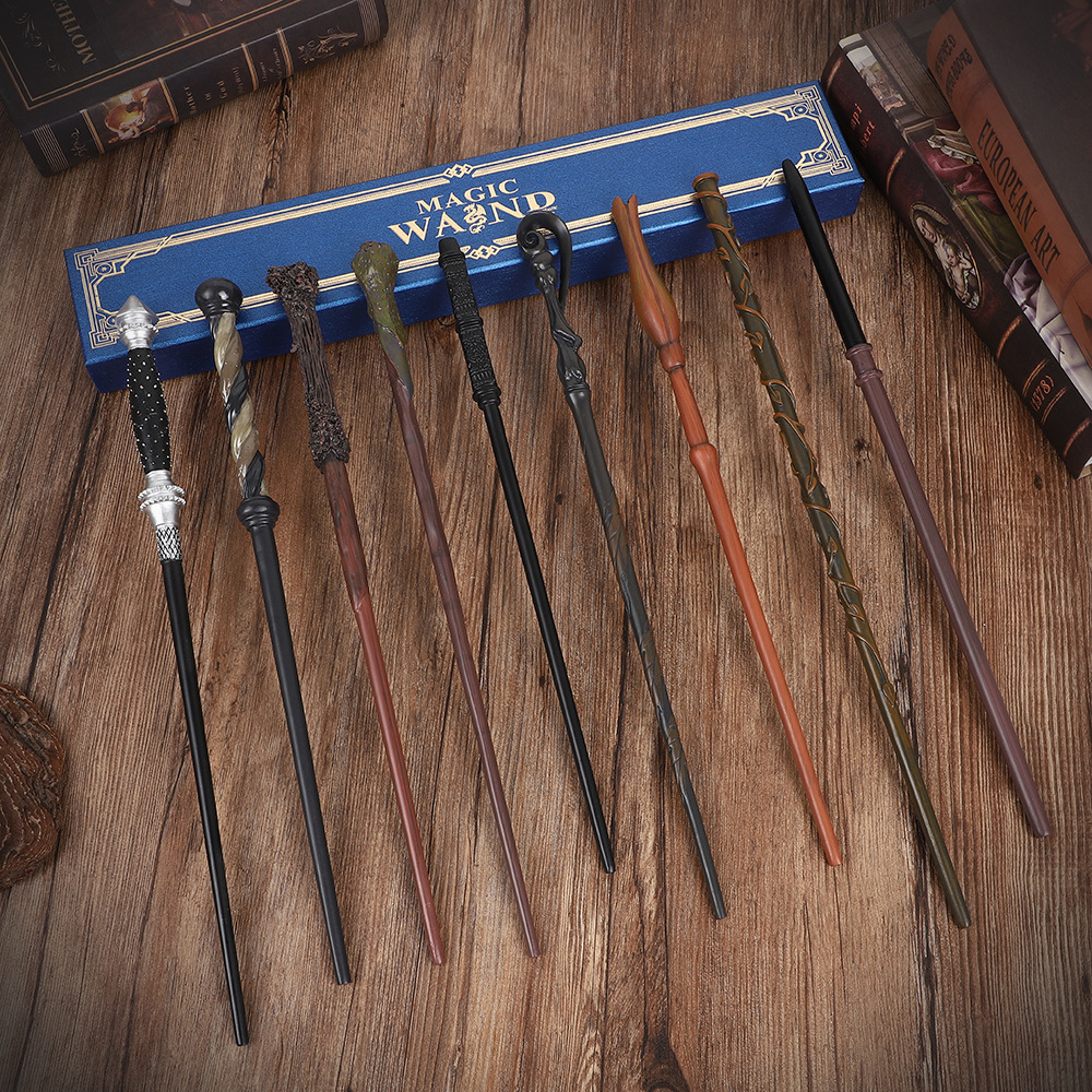 哈利魔杖 蓝色烫金礼盒波特赫敏魔法棒杖邓布利多接骨木 生日礼物