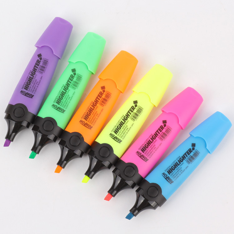 Tianfeng Foreign Trade flat highlighter, Tianfeng 225 six-color single-head highlighter, with bright and vivid colors Specification drawing