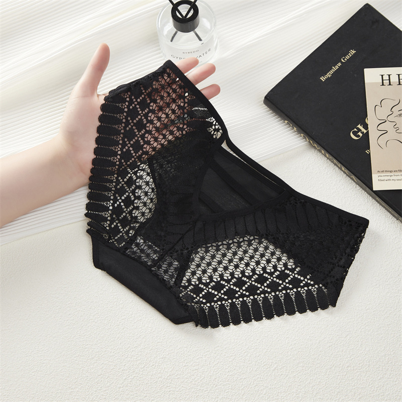 Fashionable bestsellers: Black small-sized series, comfortable series, women's lace underwear, hollowed-out high-elastic low-waisted underwear for women Specification image