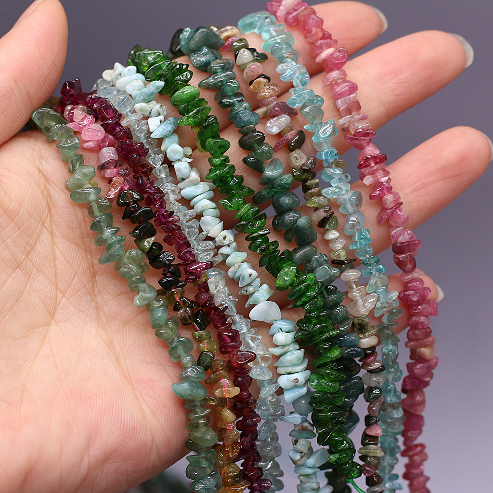 Natural stone crushed stone, raw stone beads with holes, semi-finished products, 40 cm DIY jewelry, handcrafted accessories, wholesale Specification image