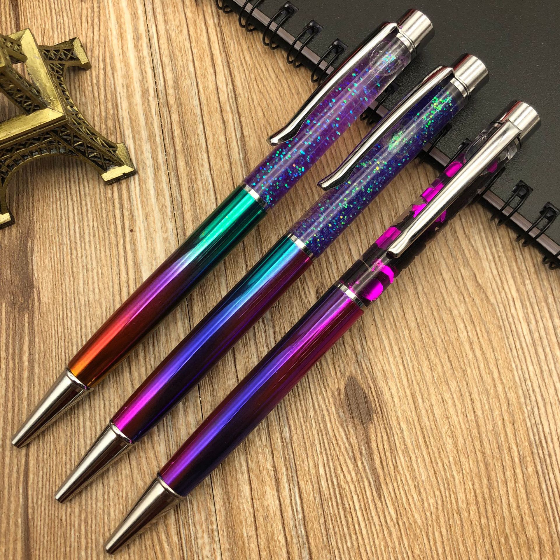 Sand gold powder in oil pens, crystal pens, metal pens, empty tube pens, in-stock gifts, advertising pens, ballpoint pens Specification image