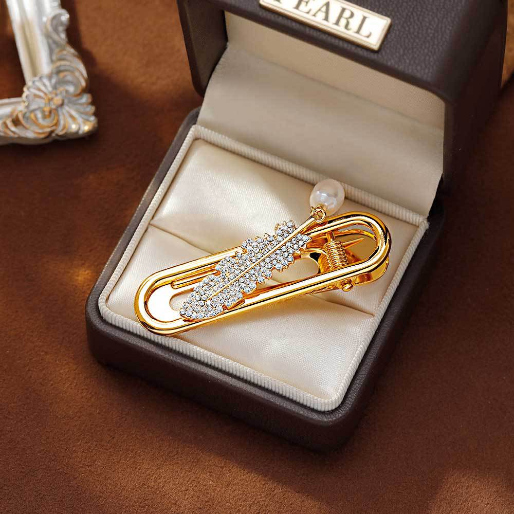 Hyacinth's fashionable and light luxury zircon high-end side clip, unique design freshwater pearl hair clip, headwear, and bangs clip for young girls Specification image