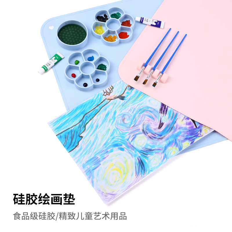 宝宝硅胶绘画垫爆款儿童硅胶餐垫涂鸦可擦水洗反复油画垫硅胶垫母婴 潮流玩具