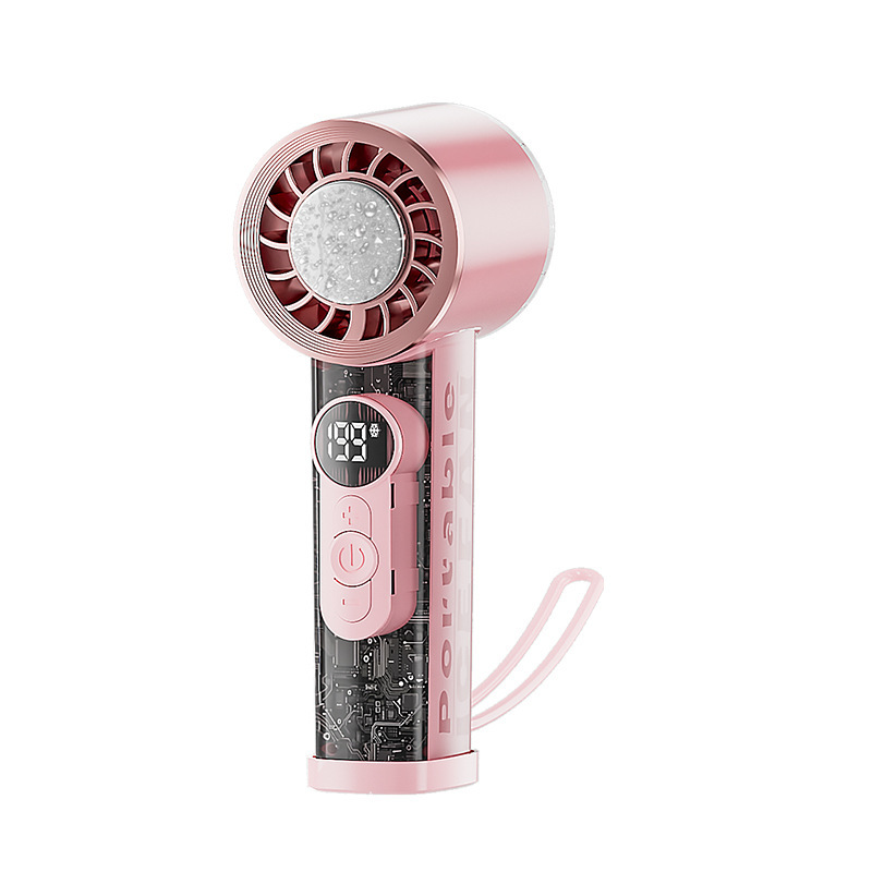 New cross-border handheld digital display ice compress high-speed small fan, student desktop strong wind force outdoor portable electric fan Item Picture