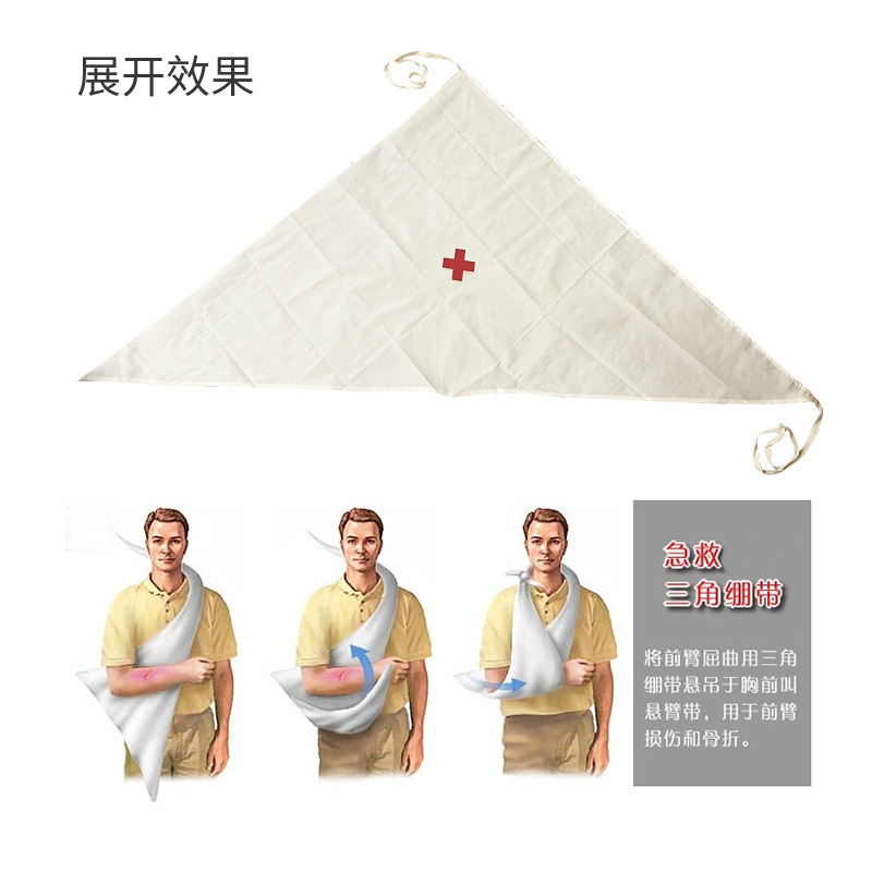 Red Cross Teaching and training: Thickened pure cotton triangular bandage, outdoor bandaging and fixation, all-cotton triangular bandage with rope details Picture