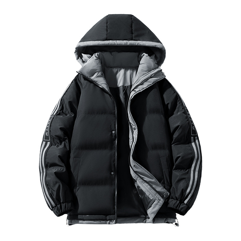 M-8XL Cross-border cotton-padded jacket for men, winter loose, waterproof, thickened cotton-padded jacket, casual and warm bread jacket, hooded cotton-padded jacket Item Picture