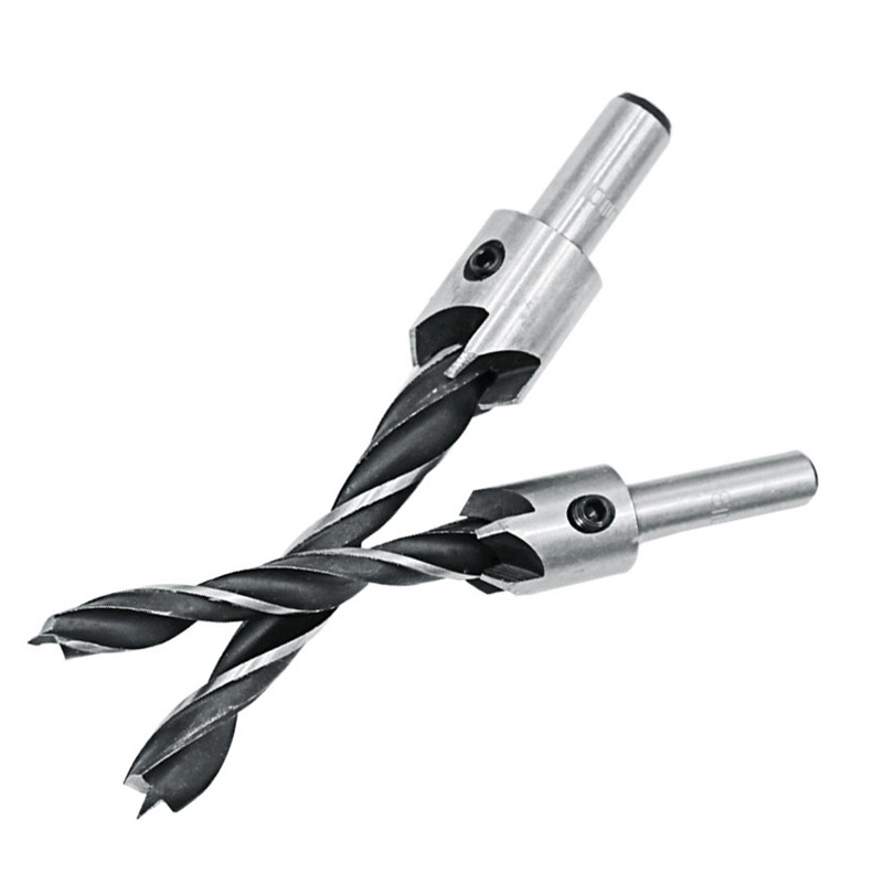 Three-pointed woodworking countersunk drill 3-10mm positioning chamfer integrated drilling guide drill set for wood countersunk drill details Picture