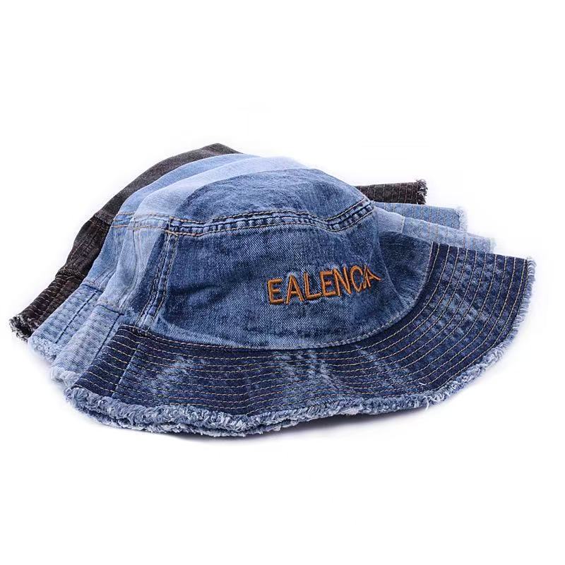 2025新款毛边牛仔帽女夏季日系百搭渔夫帽素颜遮脸显脸小水桶帽子