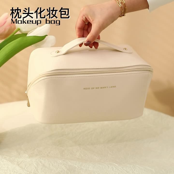 Bolsa cosmética minimalista almohada portátil bolsa cosmética bolsa de almacenamiento bolsa de viaje bolsa de tocador bolsa de maquillaje influenciador Specification image