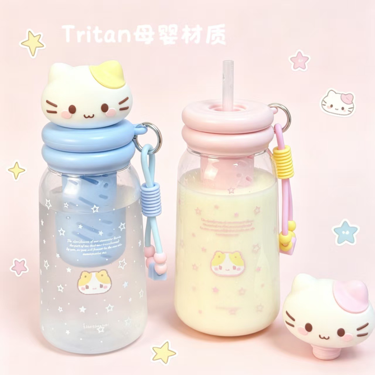 A portable large-capacity, leak-proof Tritan water cup with a tea strainer for students with high appearance standards details Picture