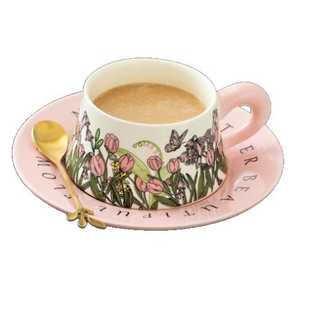 Retro French ceramic cups and plates, high-end wind chime flower coffee cup set, afternoon tea girls' drinking water cup as a souvenir Item Picture