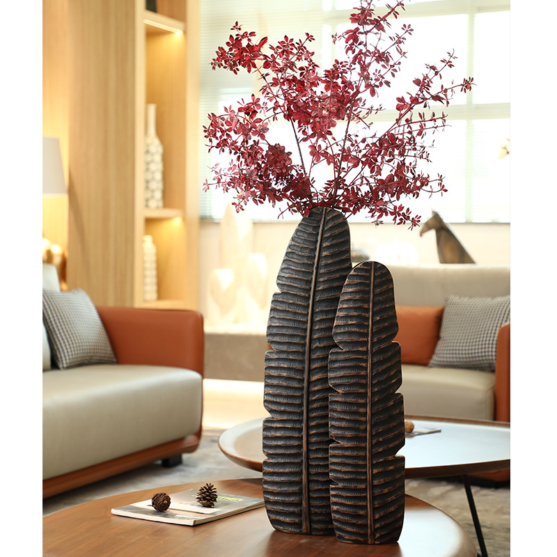 2026 New floor-standing resin vase, Chinese retro and high-end style, living room TV cabinet, entrance hall quality home decoration item wholesale, vase home decoration item details Picture