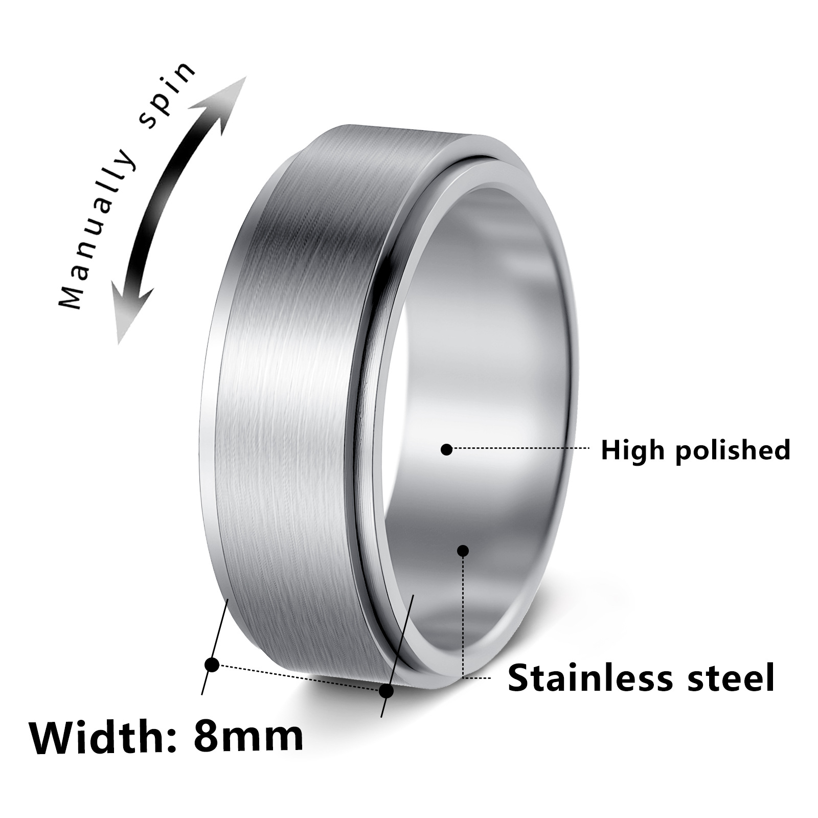 戒指/戒指男/莫桑钻/情侣戒指/戒指空托白底实物图