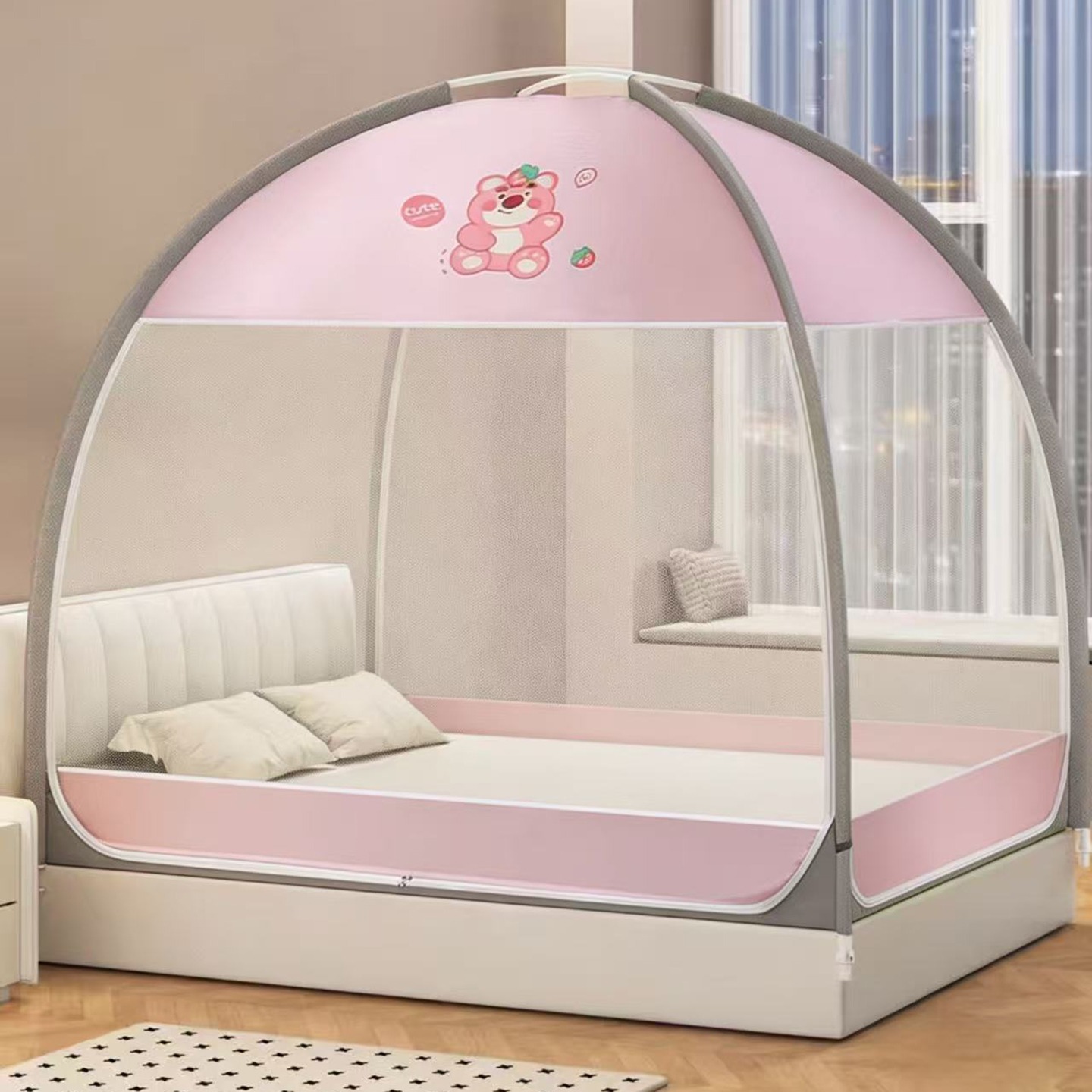 蚊帐/蚊帐床幔/围栏蚊帐/婚庆门帘/床帘学生细节图