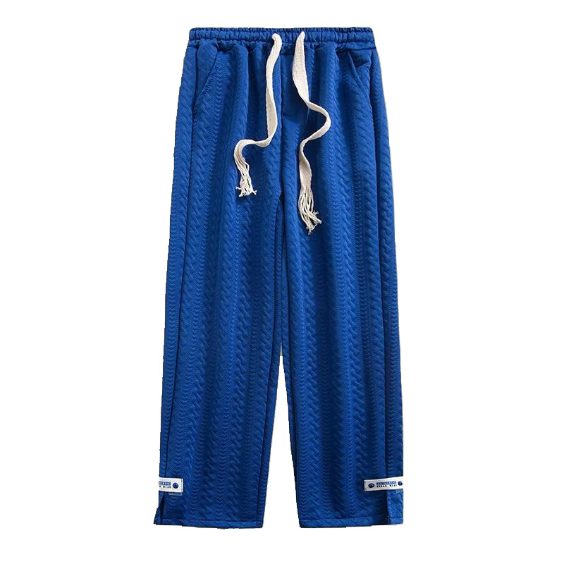 New American jacquard men's trousers for spring and summer, straight-leg casual men's trousers, high street ins wide-leg trousers in European and American fashion Item Picture