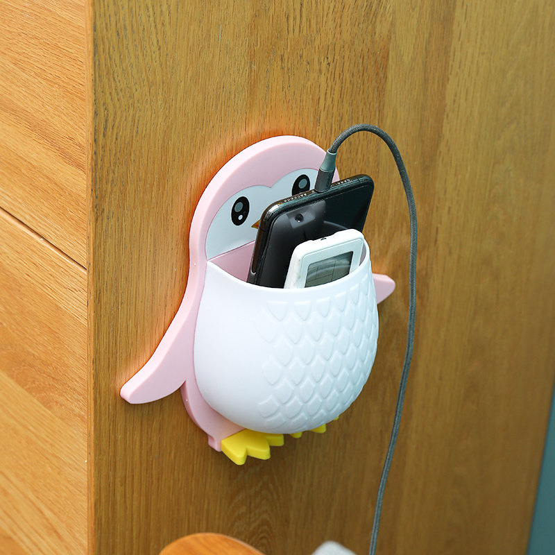 Creative cartoon penguin storage rack, makeup tools, organizing box, dormitory bathroom, toothbrush, bedside, mobile phone, wall hanging and storage