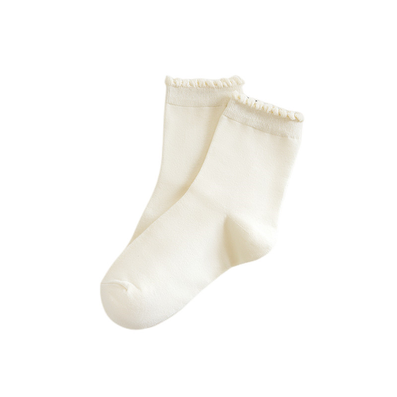 New Summer Dark Flower Pile pile socks straight plate Kasse black and white series black ear edge pattern women's mid-calf socks factory wholesale Item Picture