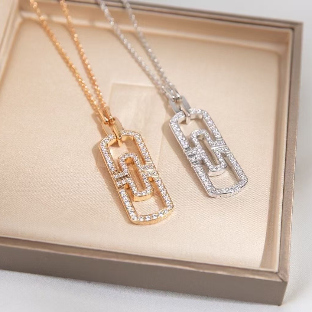 高版BV金欧美镶钻白贝母满天星回形针项链毛衣链V金镀18K玫瑰金