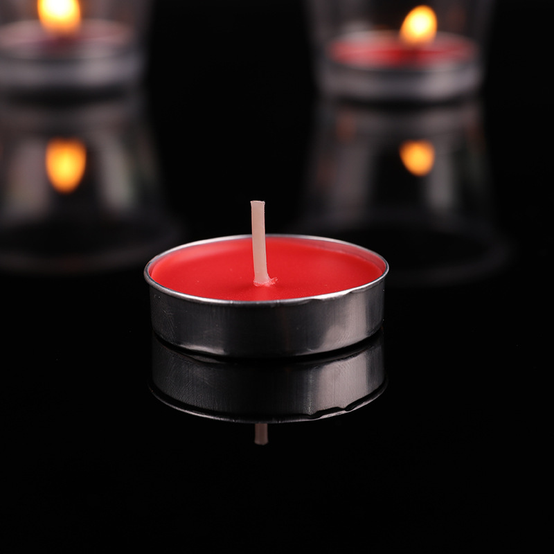 Caja de 10 PCS cera de té redonda cáscara de aluminio luz de ghee vela de luz larga vela de pintura de fuego velas de vacaciones domésticas al por mayor Application Scenario