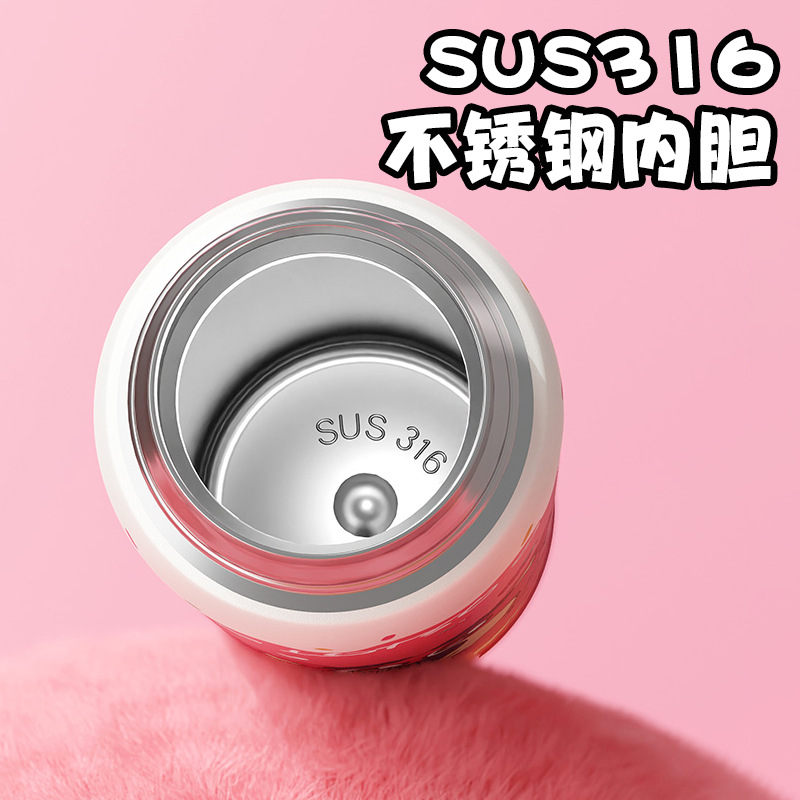 Disney Strawberry Bear Teddy Insulated Cup, Double-drinking Straw Cup, Judnick Portable water Cup for children's school details Picture