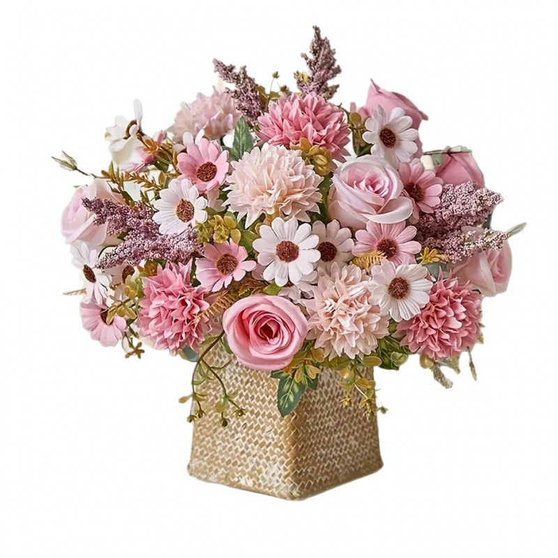 仿真花DIY发饰配件/假花/5朵塑膠花/仿真花/假花批发白底实物图