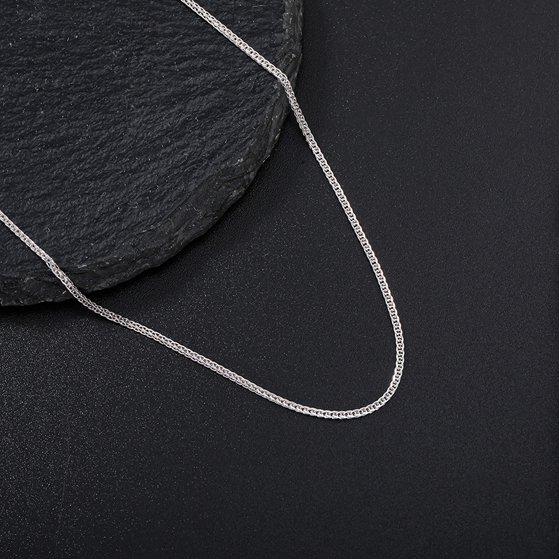 项链女锁骨链裸链无吊坠O字链肖邦链瓦片链盒仔链925纯银饰品尾链详情图3