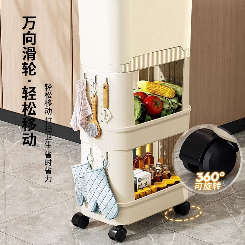 New household kitchen trash can, large size, large capacity, movable, double-layer high, no-bending, multi-functional rack Application Scenario