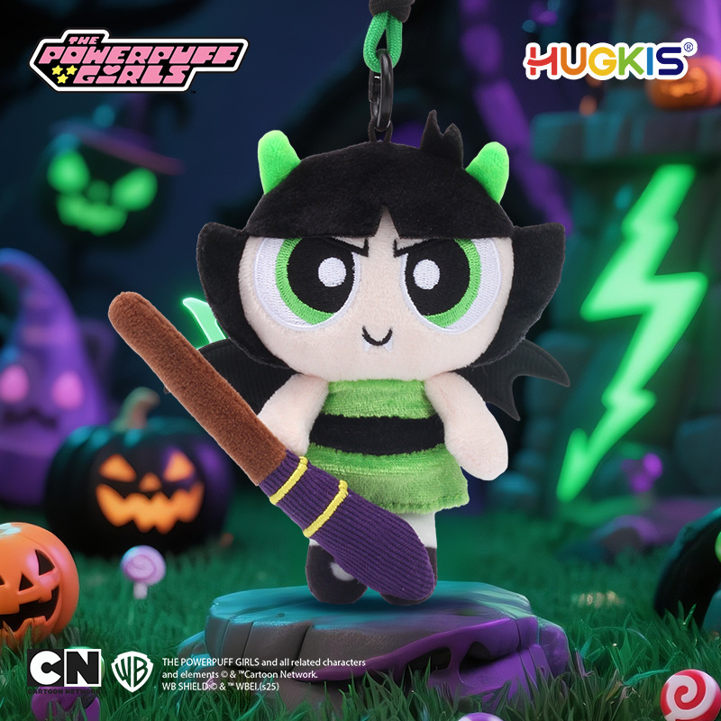 Authentic Powerpuff Girls plush toy pendant, Black magic flower bubble doll, Halloween hat gift Specification image