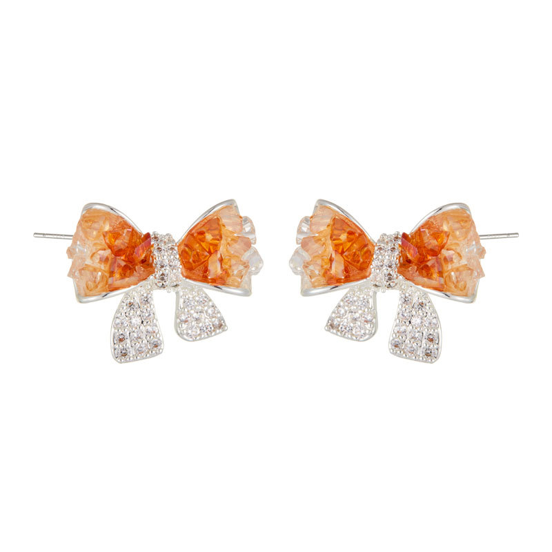 Verano hielo a través de gradiente cristal arco aretes aleación de cobre con zirconio s925 agujas de plata reducción de edad universal luz de lujo orejas Item Picture
