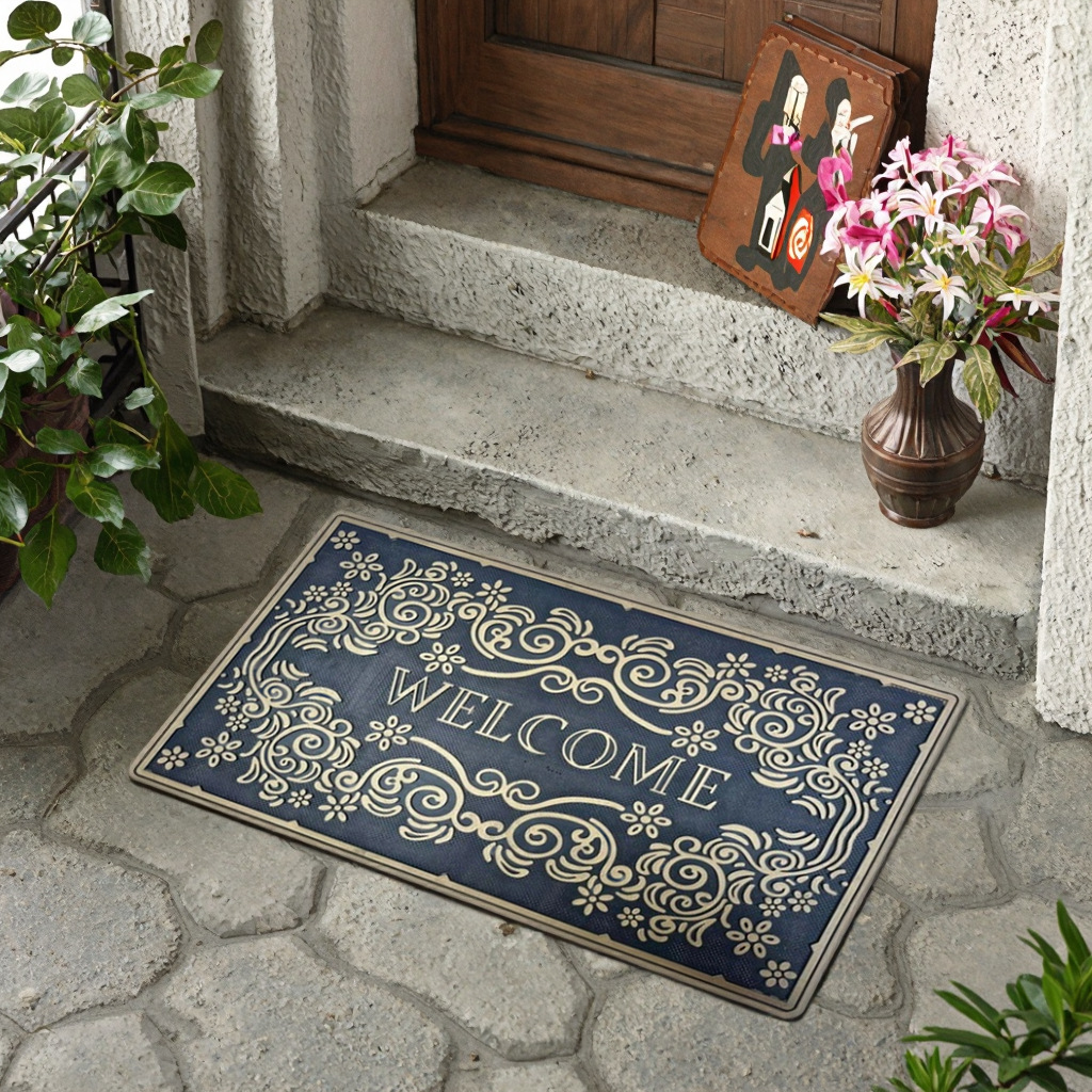 High-end rubber floor MATS for villa entrances, classic European-style entrance door foot MATS, natural rubber, anti-slip, wear-resistant and dirt-resistant Application Scenario