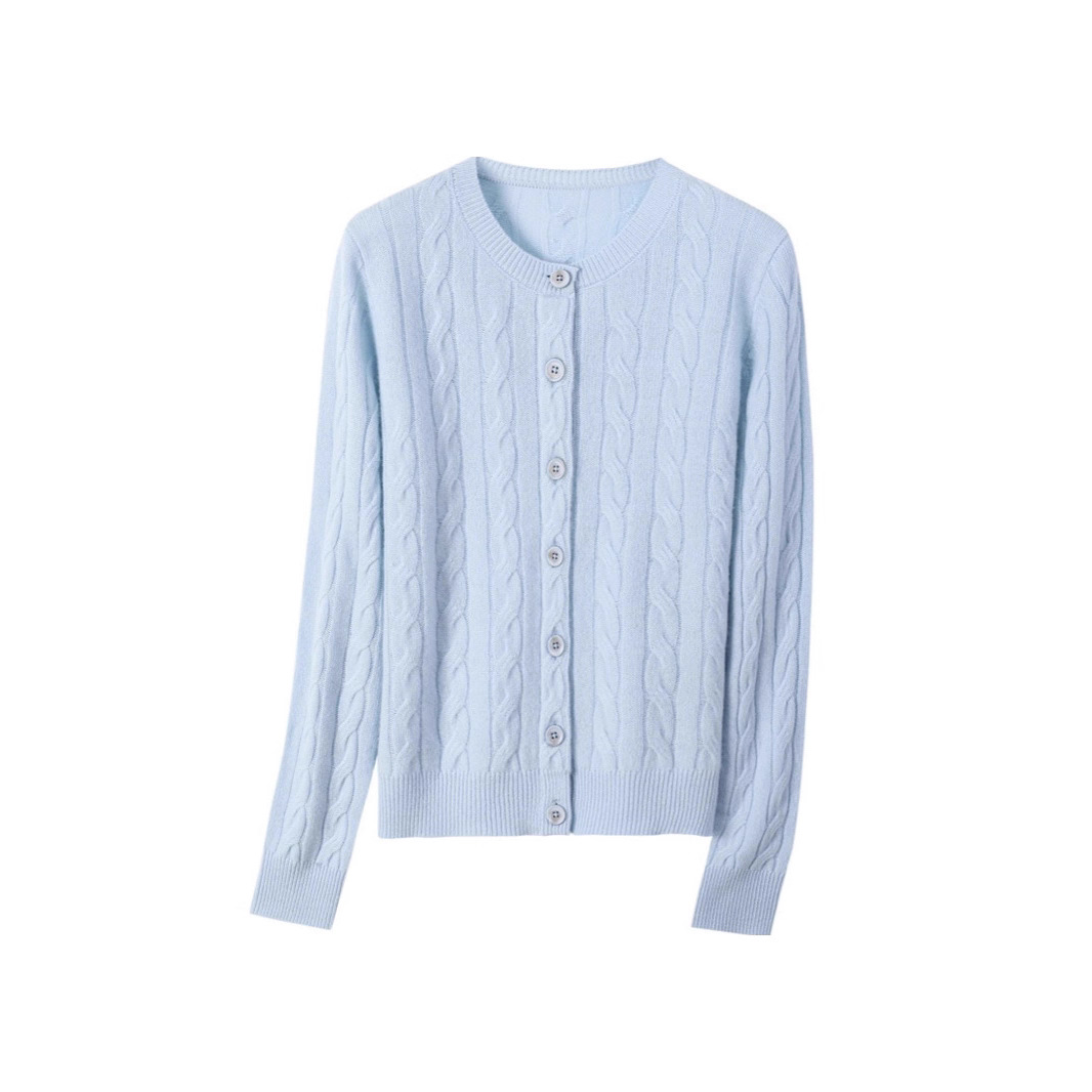 胖**同款2025秋冬季新款全羊毛衫女士通勤百搭气质纯色圆领开衫产品图