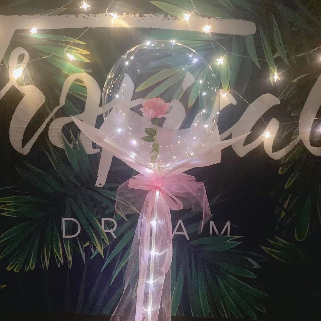 Factory wholesale transparent bounball, luminous birthday balloons, printed roses, night market decoration, street stalls, night market street stalls Specification image