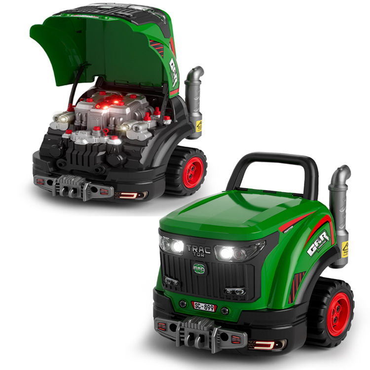 Children's disassembly and assembly engineering vehicle toy simulation maintenance engineering vehicle with openable front cover, light and music toy vehicle details Picture
