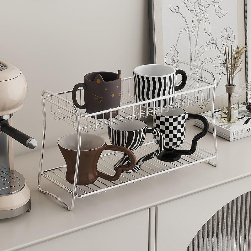 Cross-border kitchen stainless steel storage rack, seasoning cup storage rack, multi-layer countertop floor-standing organization, draining and storage rack