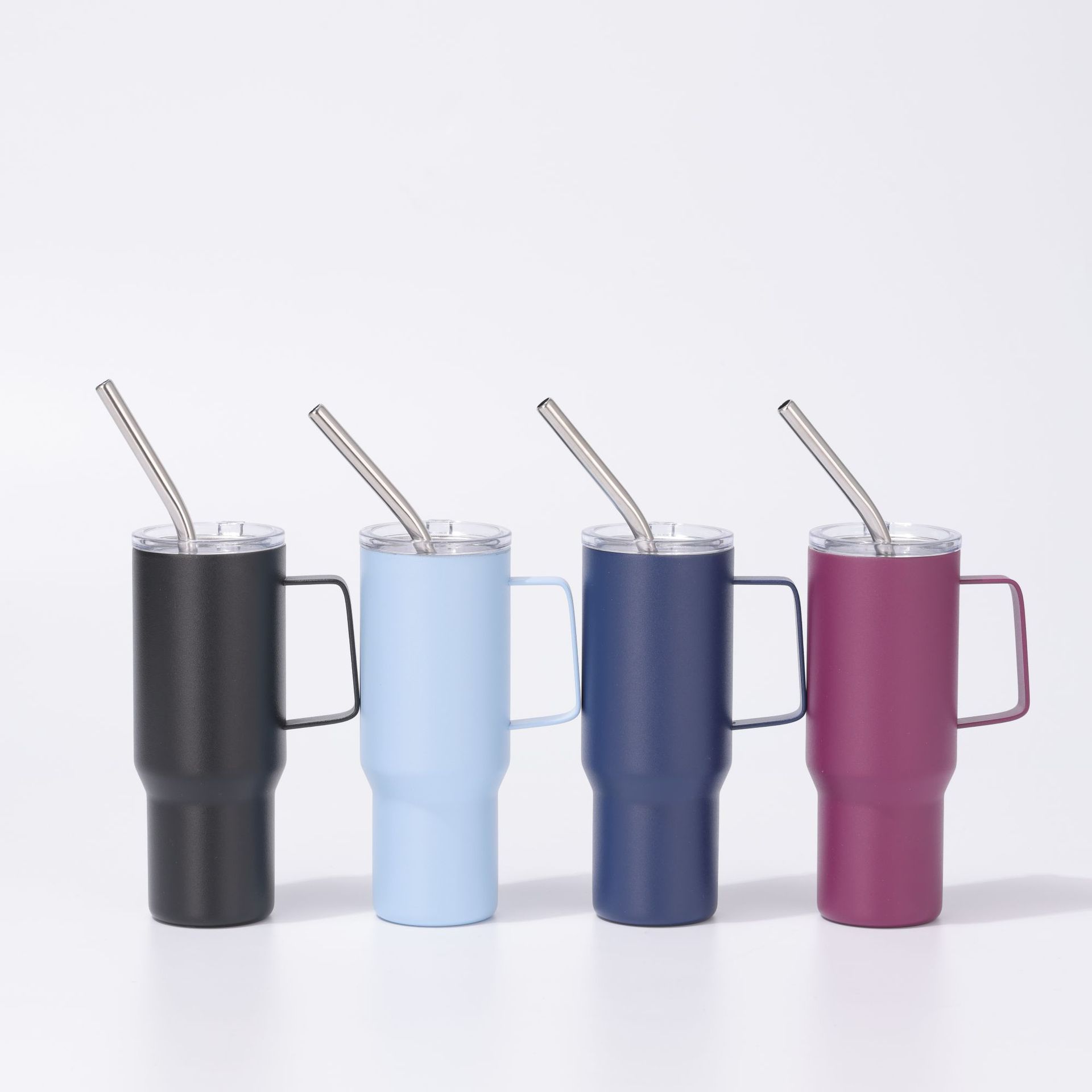 304不锈钢保温杯5oz纯色小水杯便携迷你冰霸杯纯色吸管手柄汽车杯