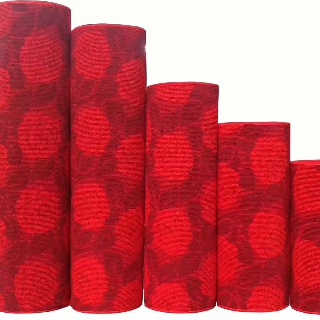 防滑无纺布底小圈绒婚庆夏葵卷材简约地垫卧室厨房走廊家居地毯