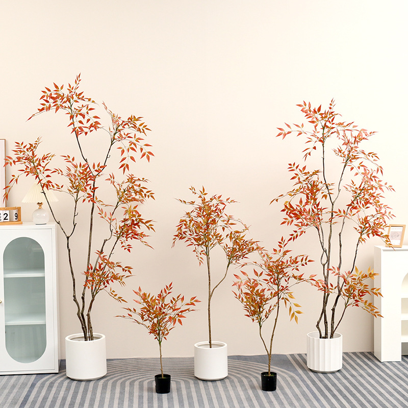 Artificial green plant Nandina domestica, high-end potted plant, indoor Nordic large-scale landscape floor-standing decorative item, bionic plant Specification image