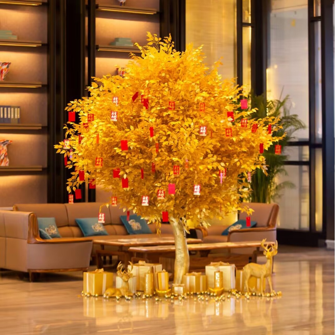 仿真金榕树摇钱树许愿树大型假树发财树新年红包树商场酒店装饰树