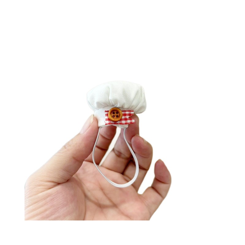 新款毛绒公仔配饰厨师帽10cm棉花娃娃迷你帽子毛绒玩偶娃衣装饰帽白底实物图