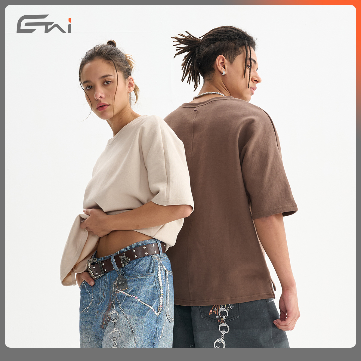 ETAI men's Wear: Trendy brand air layer bead ground one-sleeve loose short-sleeved T-shirt, high-quality solid color men's T-shirt Specification image