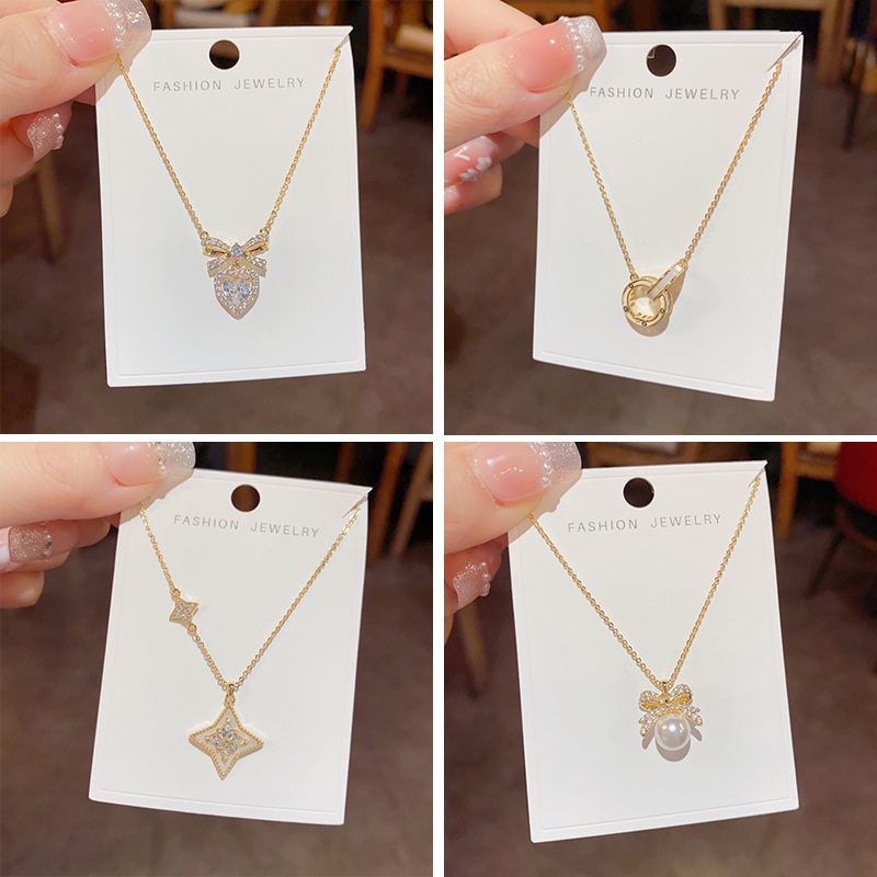 This Japanese and Korean style, fashionable and fresh, slightly inset zircon collarbone chain is a popular online celebrity with a unique and light luxury design. It's a versatile necklace for women Specification image