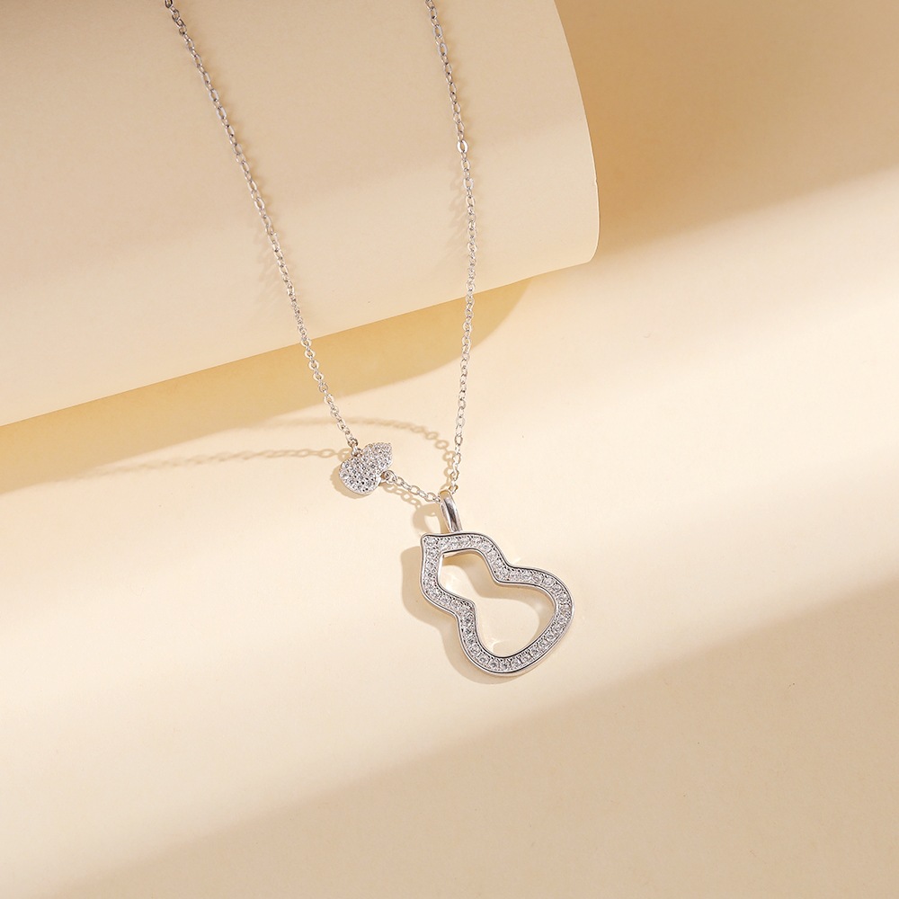 葫芦项链女S925纯银吊坠小众轻奢精工镶钻锁骨链女直播供货