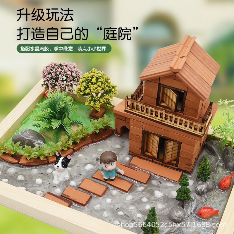 Micro-landscape series: Creative epoxy resin children's house-building, landscape small villas, water park, rural courtyard toys details Picture