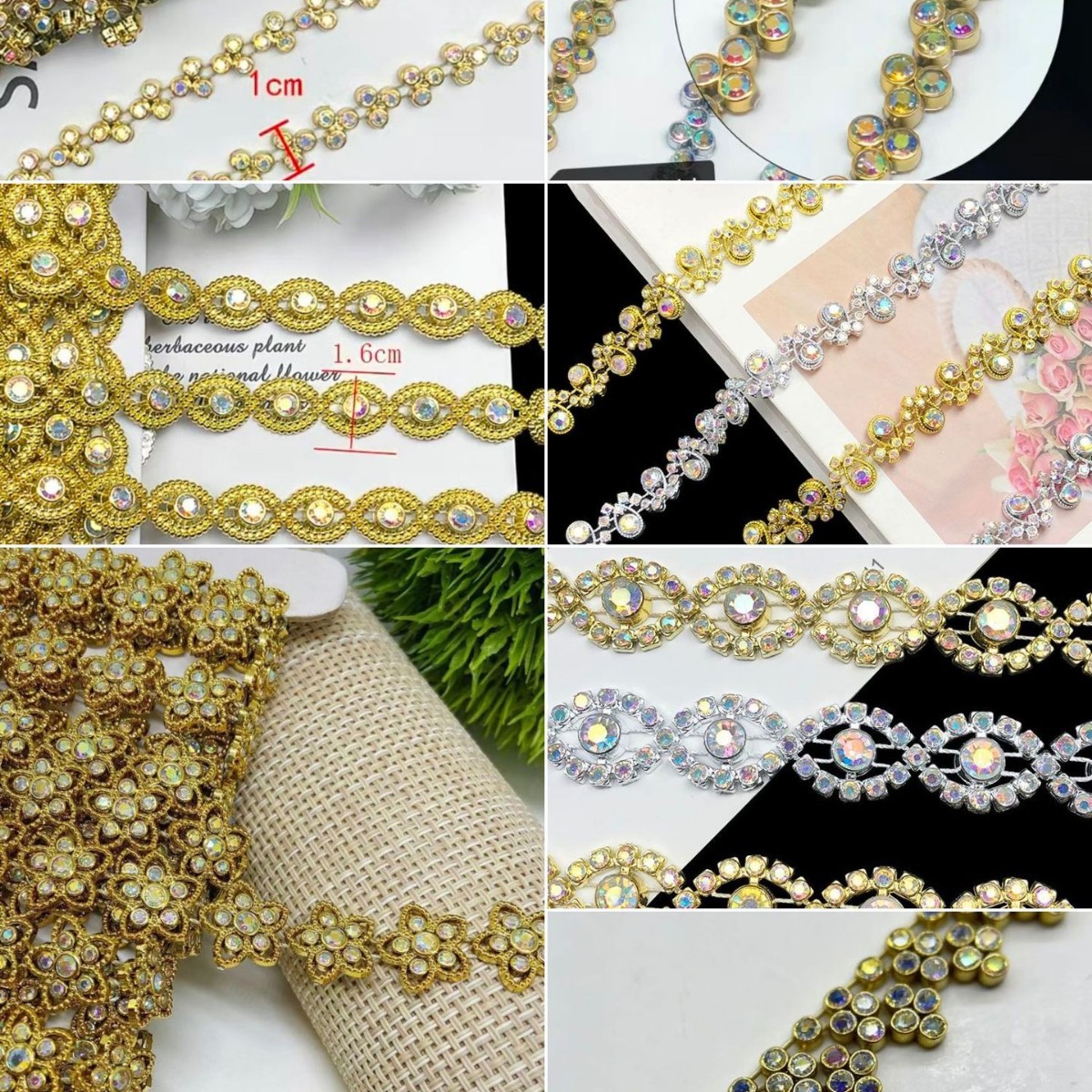 爆款双线亮钻链条花边 diy手工时尚钻链服装箱包配饰配件辅料批发