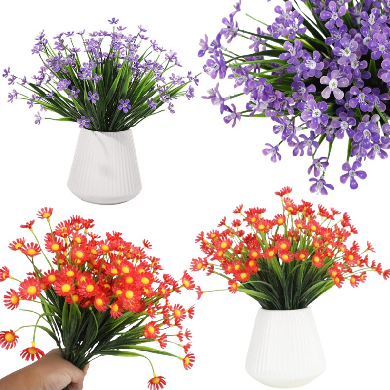 跨境热销仿真花塑料春草花园林家居装饰摆件婚礼道具花假花批发