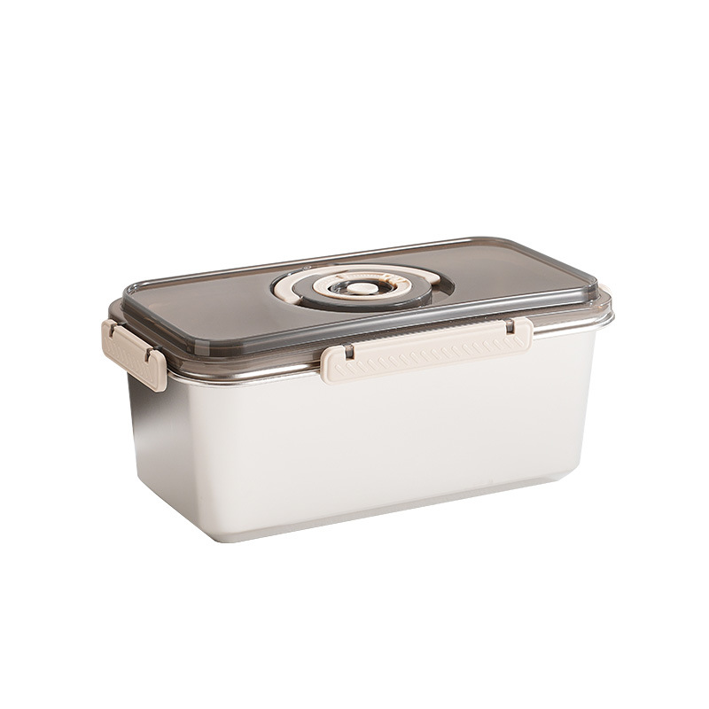 Stainless steel rectangular refrigerator sealed storage box, kimchi box, cold storage box, picnic takeout hand-held square box, fresh-keeping box