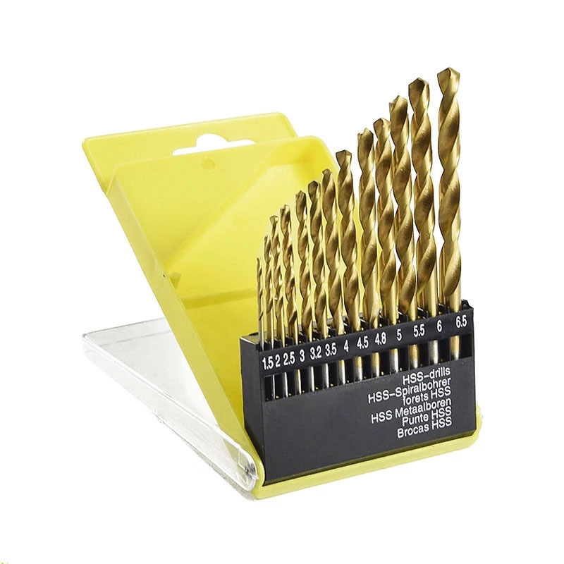 Xin Sentuo 13-piece set of titanium-coated twist drill, hand drill, drilling tool, drill bit set, titanium-coated opening woodworking drill bit Item Picture
