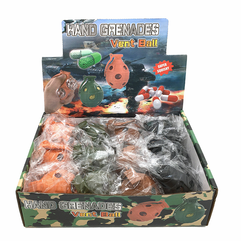 Cross-border best-selling hole ball release simulation grenade toy, cute weapon, TPR soft rubber adult throwing toy Specification image