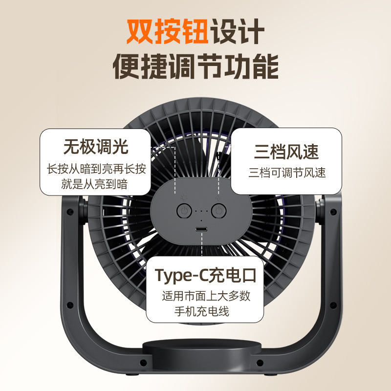 Wall-mounted desktop mini fan, USB charging clip, 360° rotating outdoor camping mini circulating fan Application Scenario